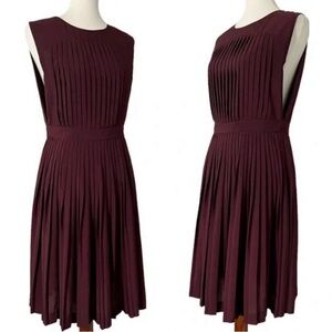 All Saints Pleated Raegan Sleeveless Oxblood Dress